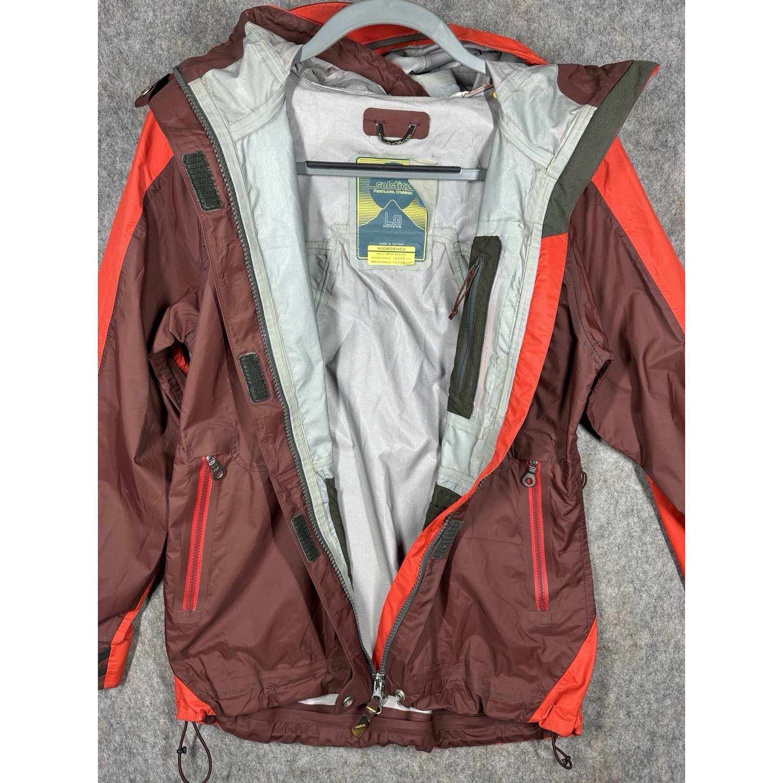 Solstice Womens Waterproof Hooded Jacket Lg Microshed 10k Red Brown Outdoor — image 7 of 8